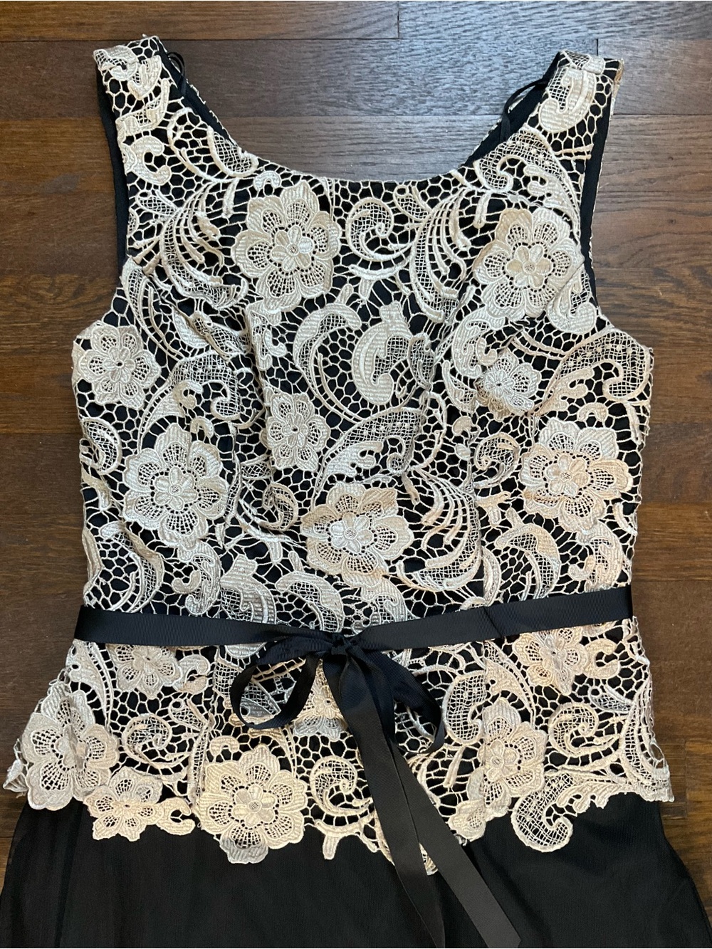 Alex Evenings Size 12 Black Gold Lace Formal Evening Gown 59” Long - Picture 10 of 14